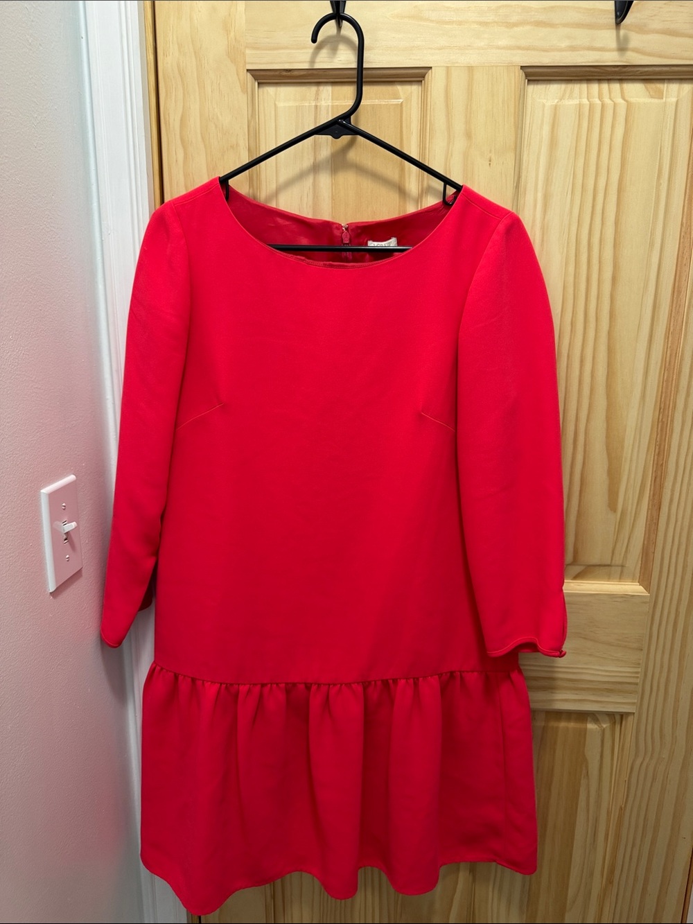 J. Crew Bright Pink Long Sleeve Ruffle-Hem Dress - Picture 7 of 7